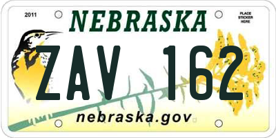NE license plate ZAV162