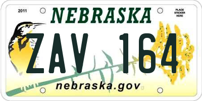 NE license plate ZAV164