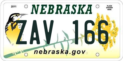 NE license plate ZAV166