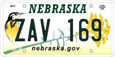 NE license plate ZAV169