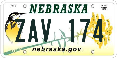 NE license plate ZAV174