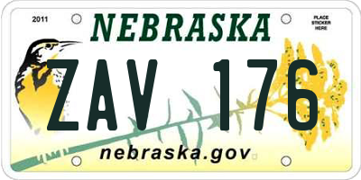NE license plate ZAV176