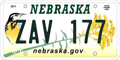 NE license plate ZAV177