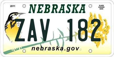 NE license plate ZAV182