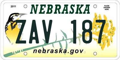 NE license plate ZAV187