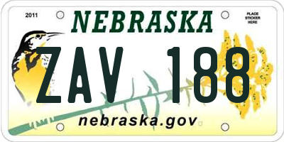 NE license plate ZAV188