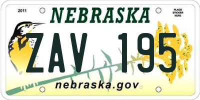 NE license plate ZAV195