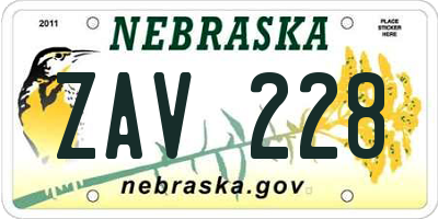 NE license plate ZAV228