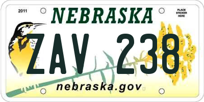 NE license plate ZAV238