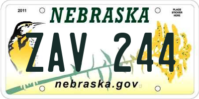 NE license plate ZAV244
