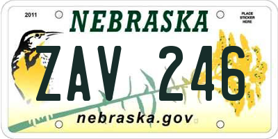 NE license plate ZAV246