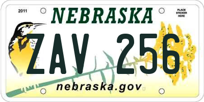 NE license plate ZAV256