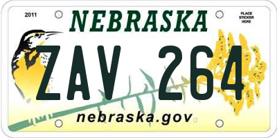 NE license plate ZAV264