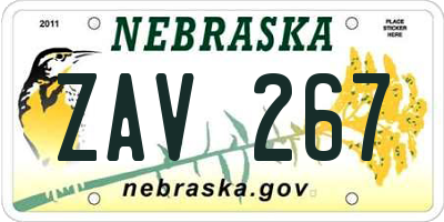 NE license plate ZAV267