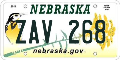 NE license plate ZAV268