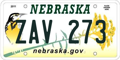 NE license plate ZAV273