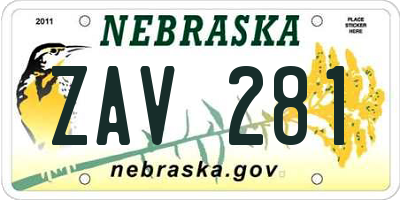 NE license plate ZAV281