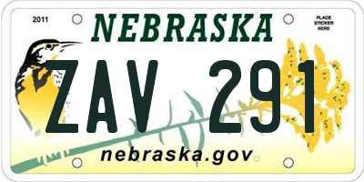 NE license plate ZAV291