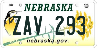 NE license plate ZAV293