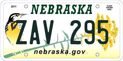 NE license plate ZAV295