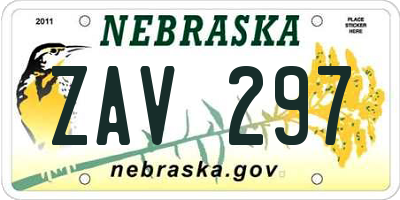 NE license plate ZAV297