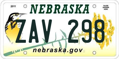 NE license plate ZAV298