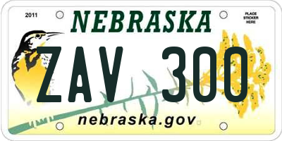 NE license plate ZAV300