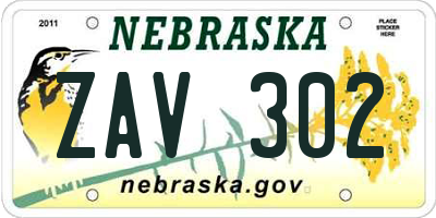 NE license plate ZAV302