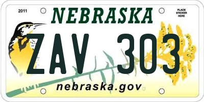 NE license plate ZAV303