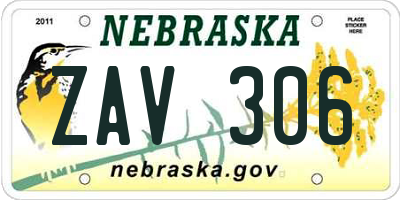 NE license plate ZAV306