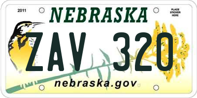 NE license plate ZAV320