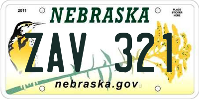 NE license plate ZAV321