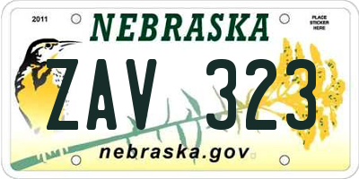 NE license plate ZAV323