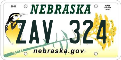 NE license plate ZAV324