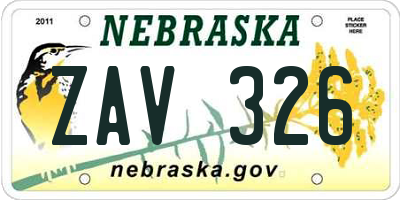 NE license plate ZAV326