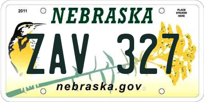 NE license plate ZAV327
