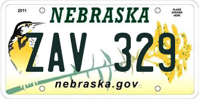 NE license plate ZAV329