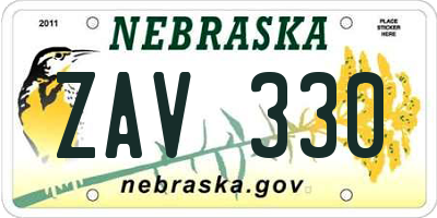 NE license plate ZAV330