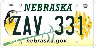 NE license plate ZAV331