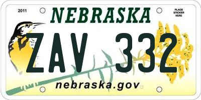 NE license plate ZAV332