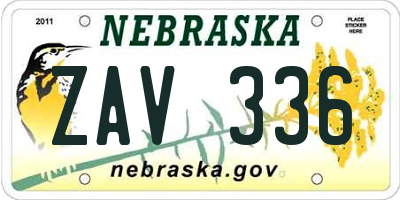 NE license plate ZAV336