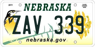 NE license plate ZAV339