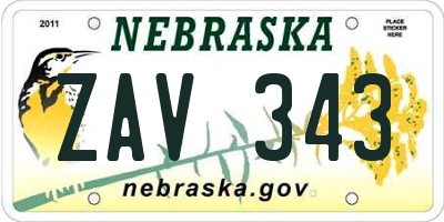 NE license plate ZAV343