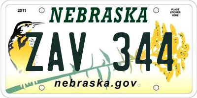 NE license plate ZAV344