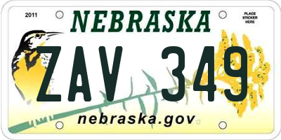 NE license plate ZAV349