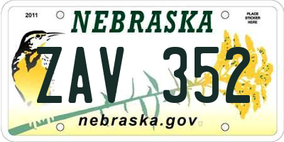 NE license plate ZAV352