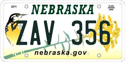 NE license plate ZAV356
