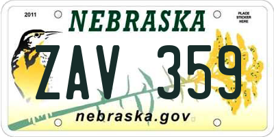 NE license plate ZAV359