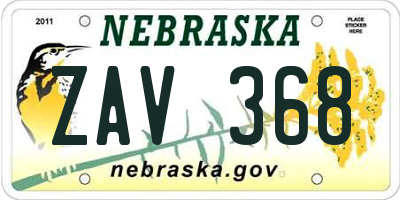 NE license plate ZAV368
