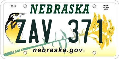 NE license plate ZAV371